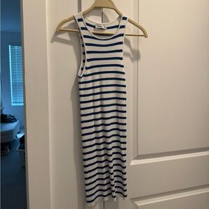 Striped Sleeveless Dress - Blue and White